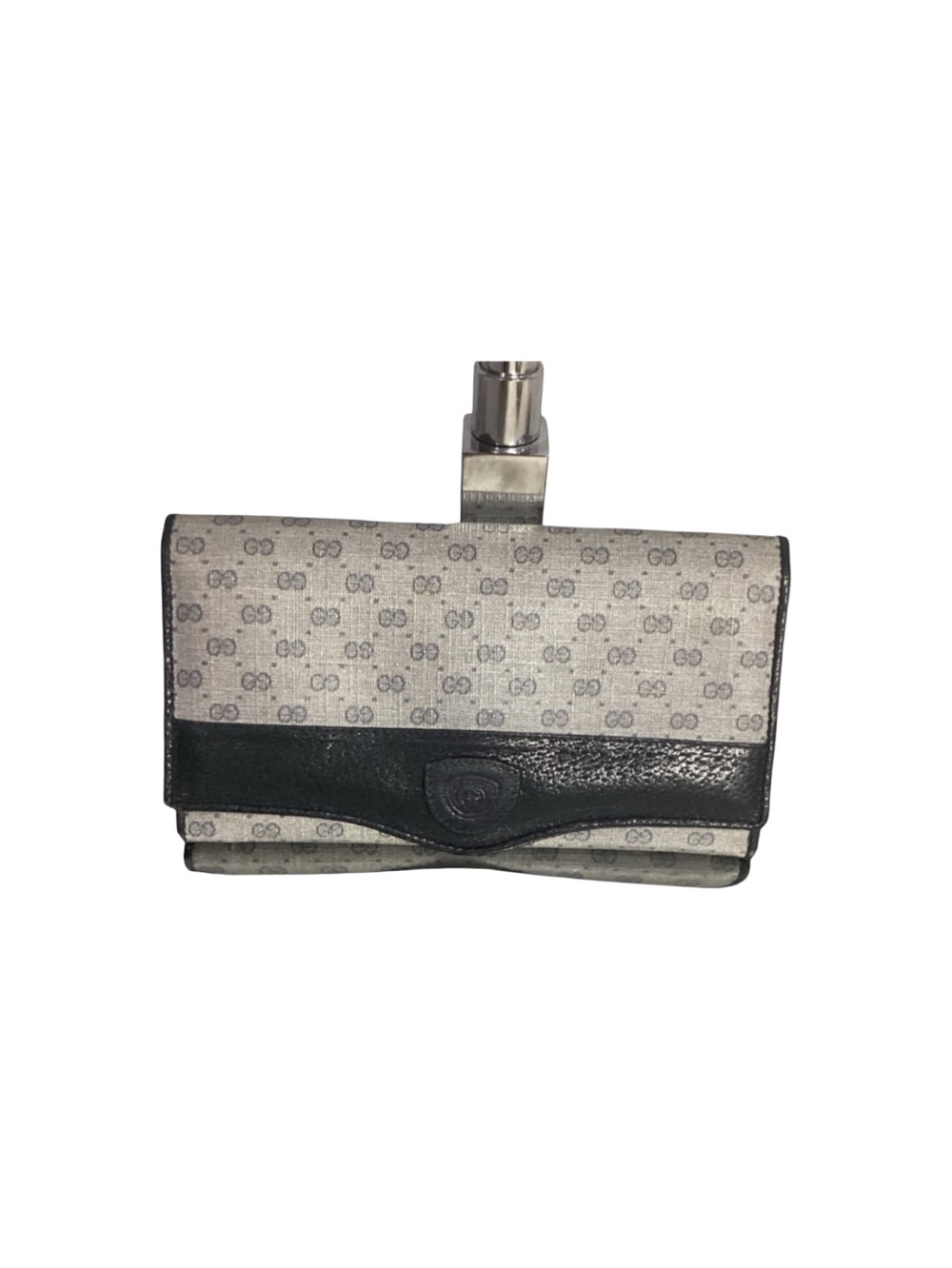 Vintage Gucci 035 64 0461 Micro GG Logo Canvas/ Leather Long Wallet